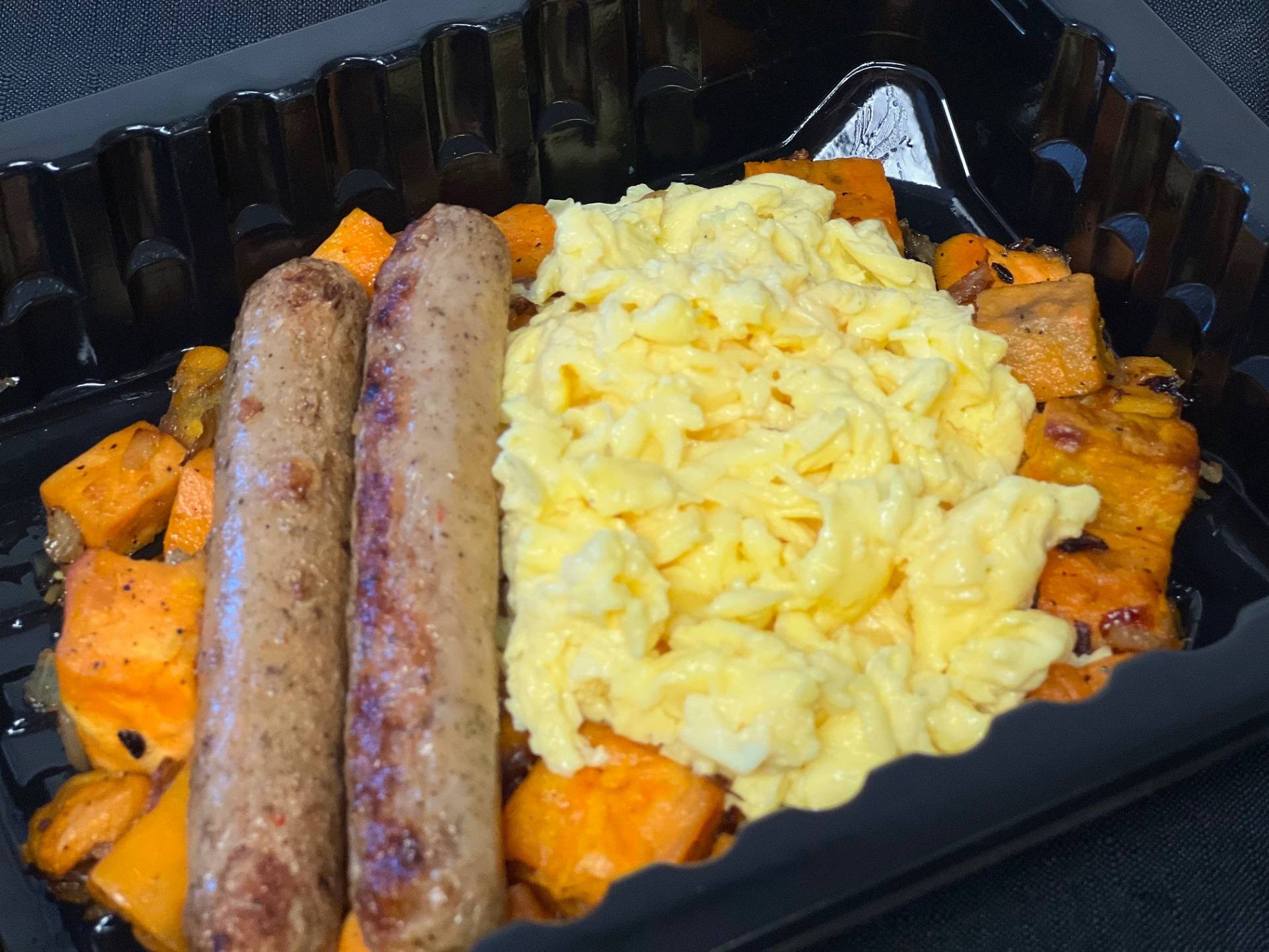 Scrambled Eggs & Grilled Chicken Sausage