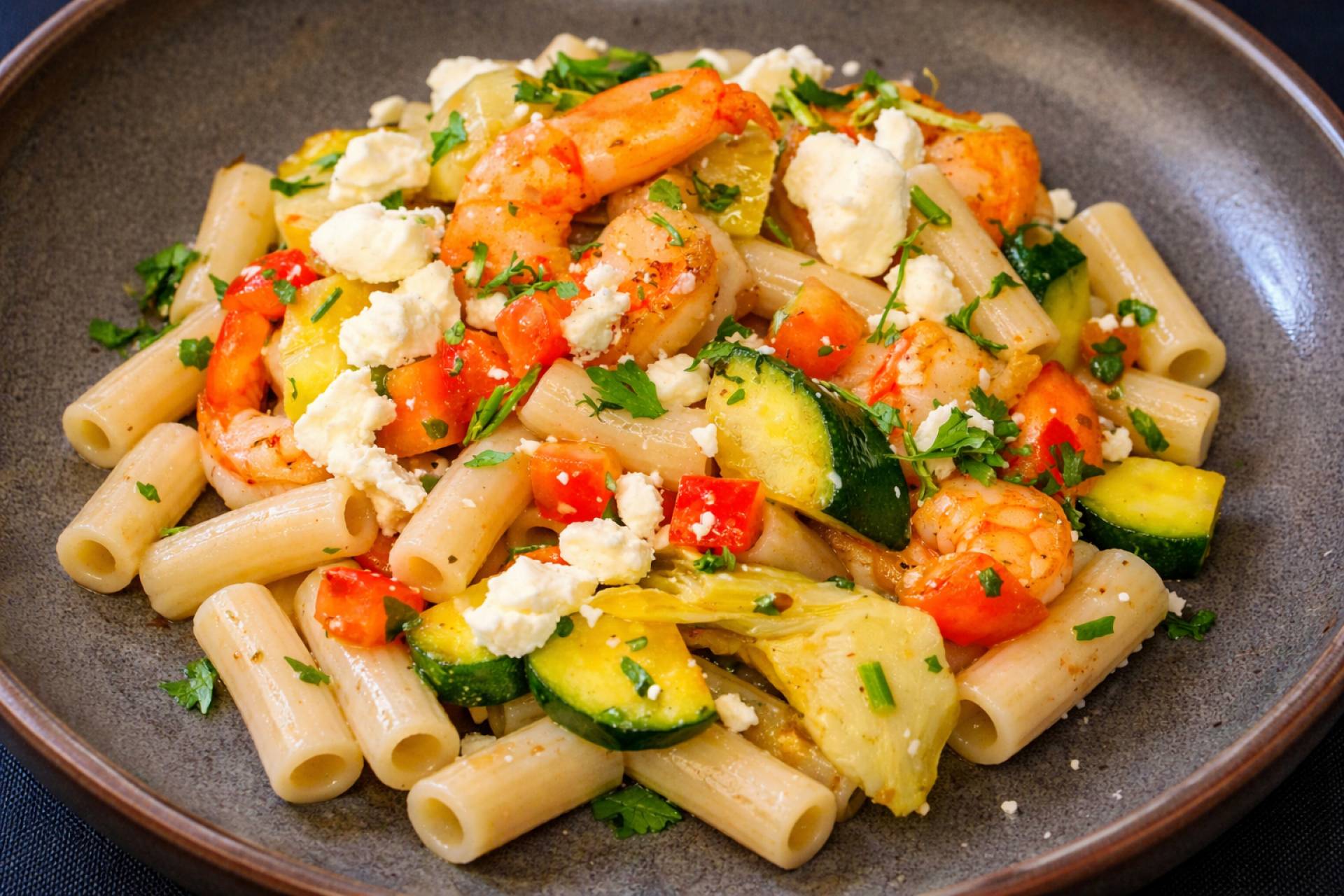 Grilled Shrimp & Pasta Primavera
